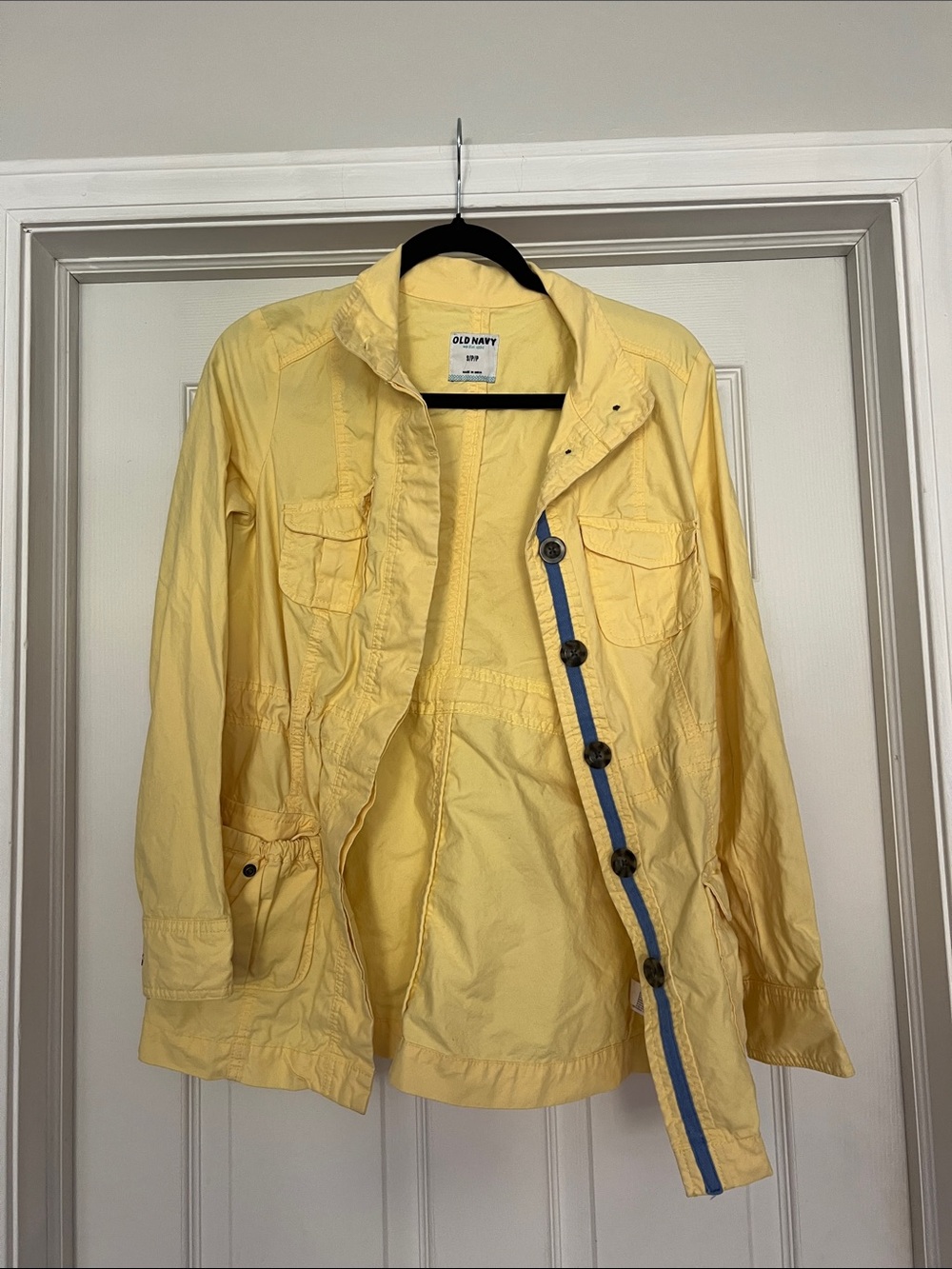 Old Navy Yellow Anorak Jacket with Navy Trim